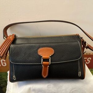 Dooney & Bourke Black Pebble Leather Wristlet Clutch